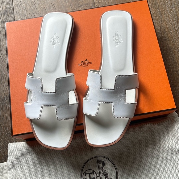 Hermes Oran Sandal Blanc White Size 39.5 with box and all original packaging - Picture 4 of 12